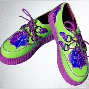 Strange Cvlt Goth Rockabilly Krypt Creature Platform Bat Wing Creeper Shoes 💚